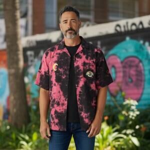 NWOT Disney Parks Halloween Tie-Dye Woven Button Up Shirt Mickey Mouse Fab 5 XXL